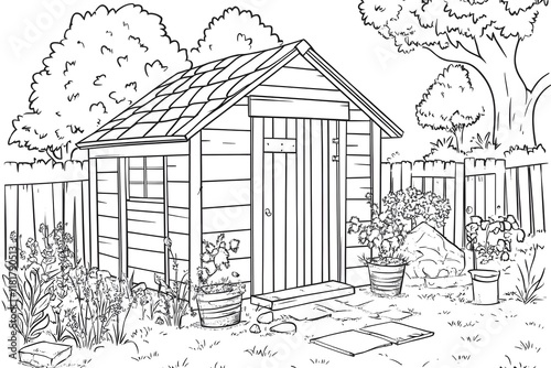 Color Garden Shed Coloring Book Pages photo