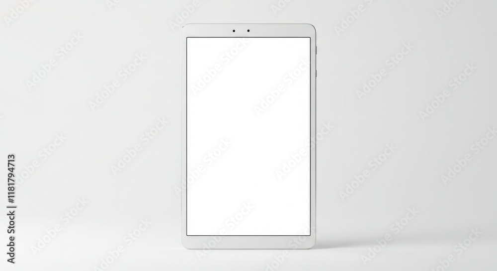 Interactive tablet display modern workspace digital content minimalist environment front view technology innovation