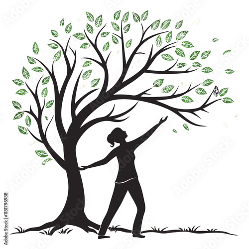 silhouette eco conscious on white background