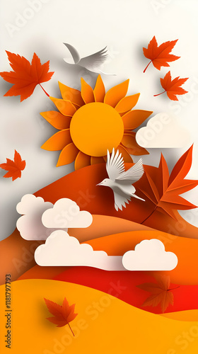 Autumn Landscape 3D Illustration
