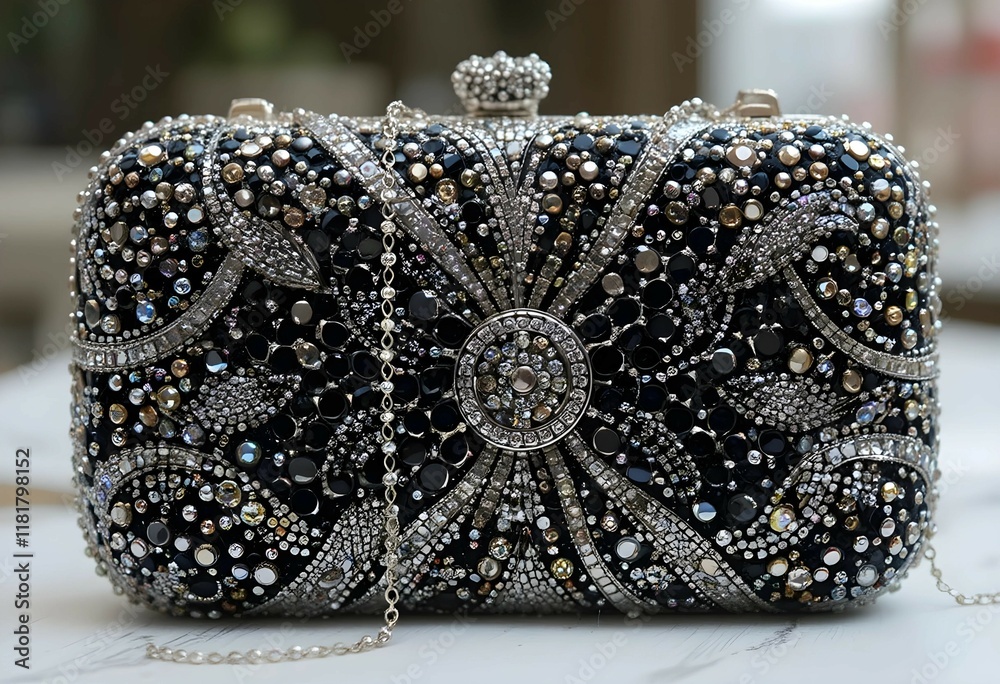 This is an opulent and intricately designed clutch purse adorned with a stunning array of pearls timeless appeal perfect for formal events weddings or evening galas This is an opulent and intricately designed clutch purse adorned with a stunning array of pearls timeless appeal perfect for formal events weddings or evening galas