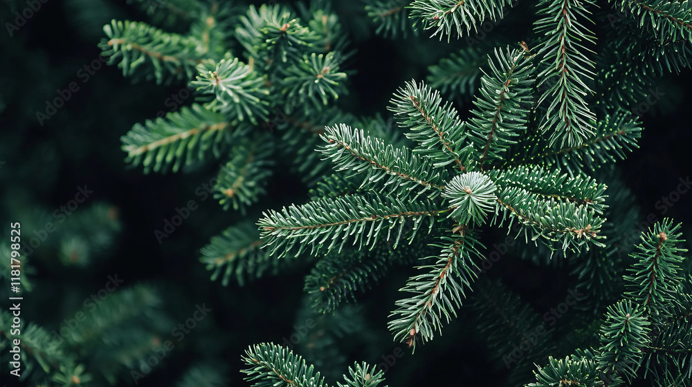 Close-up of Green Pine Tree Branches with Fresh Needles Close-up of Green Pine Tree Branches with Fresh Needles