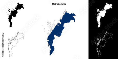 Ostrobothnia region outline map set photo