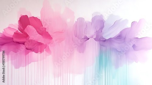 Pastel Pink and Purple Ink Wash Painting: Abstract Floral Design AI Generated photo