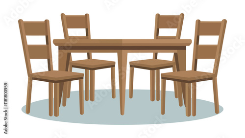 Minimalist Empty Dining Table and Chair Vector Illustration isolated on white background
