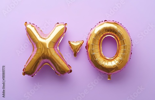 Pink XO and Heart Balloons on Pastel Background – Love and Valentine’s Day Theme

