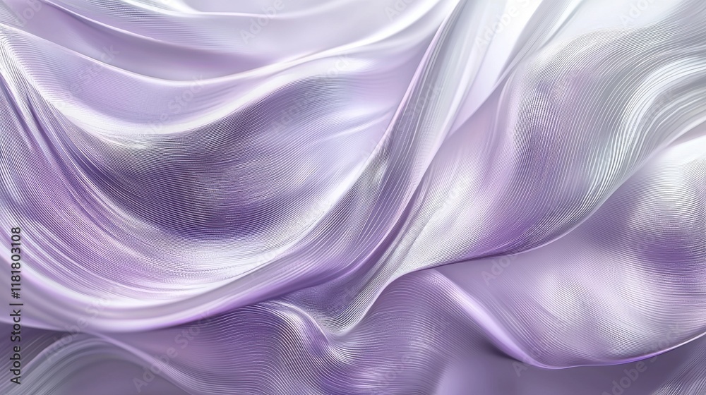 Obraz premium Flowing lavender silk fabric textile studio abstract design soft textures close-up view elegance and luxury