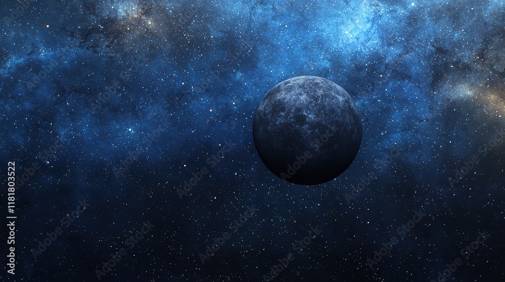 Obraz premium Lonely Planet in a Starry Galaxy Cosmic Landscape