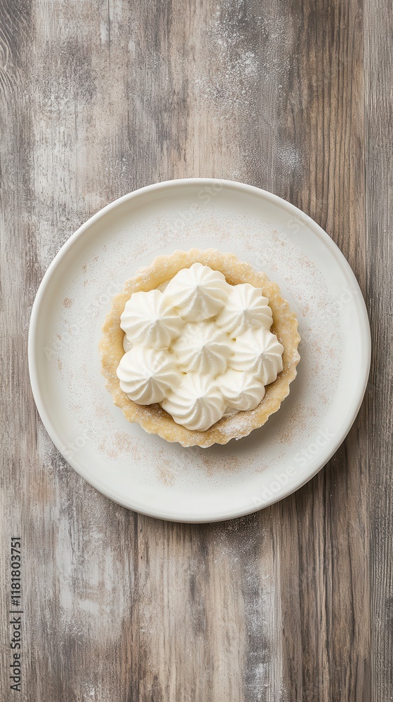 A Delectable Whipped Cream Pastry on a Rustic Plate A Delectable Whipped Cream Pastry on a Rustic Plate