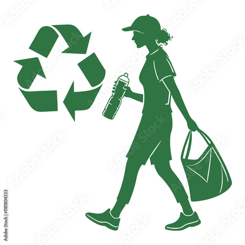 silhouette eco conscious on white background