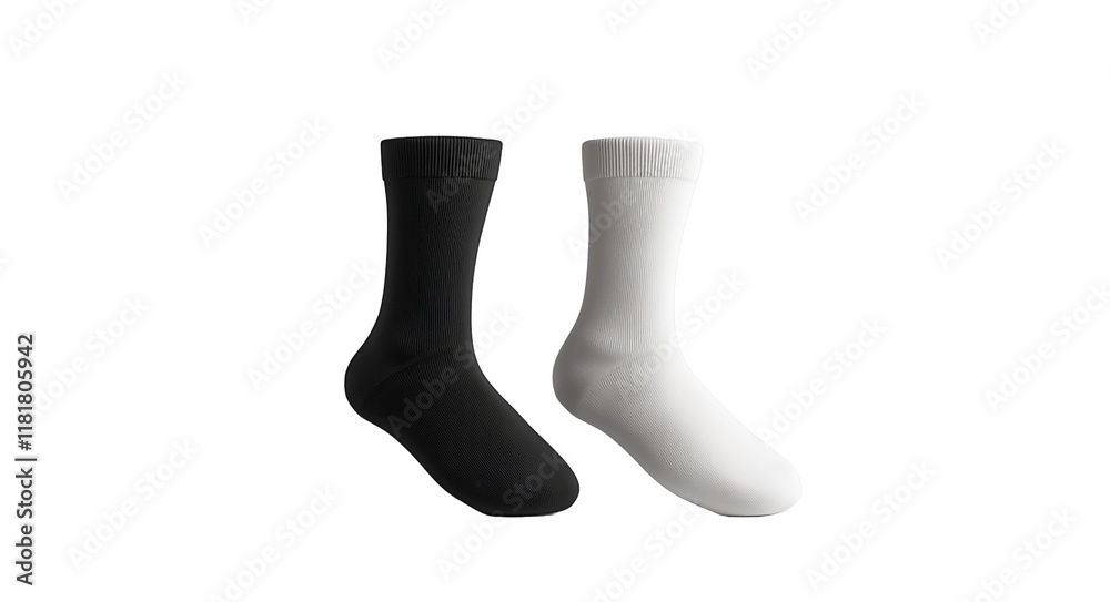 White and black blank socks mockup template on a transparent background White and black blank socks mockup template on a transparent background