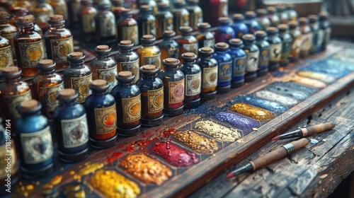 Vintage Oil Paint Bottles for Sale at a Flea Market photo