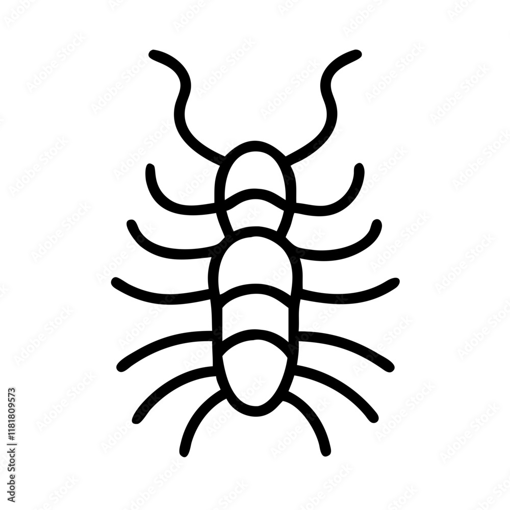 Obraz premium centipede icon, animals line art, animals vector - simple black line art icon of centipede perfect for logos, and animals -themed designs.