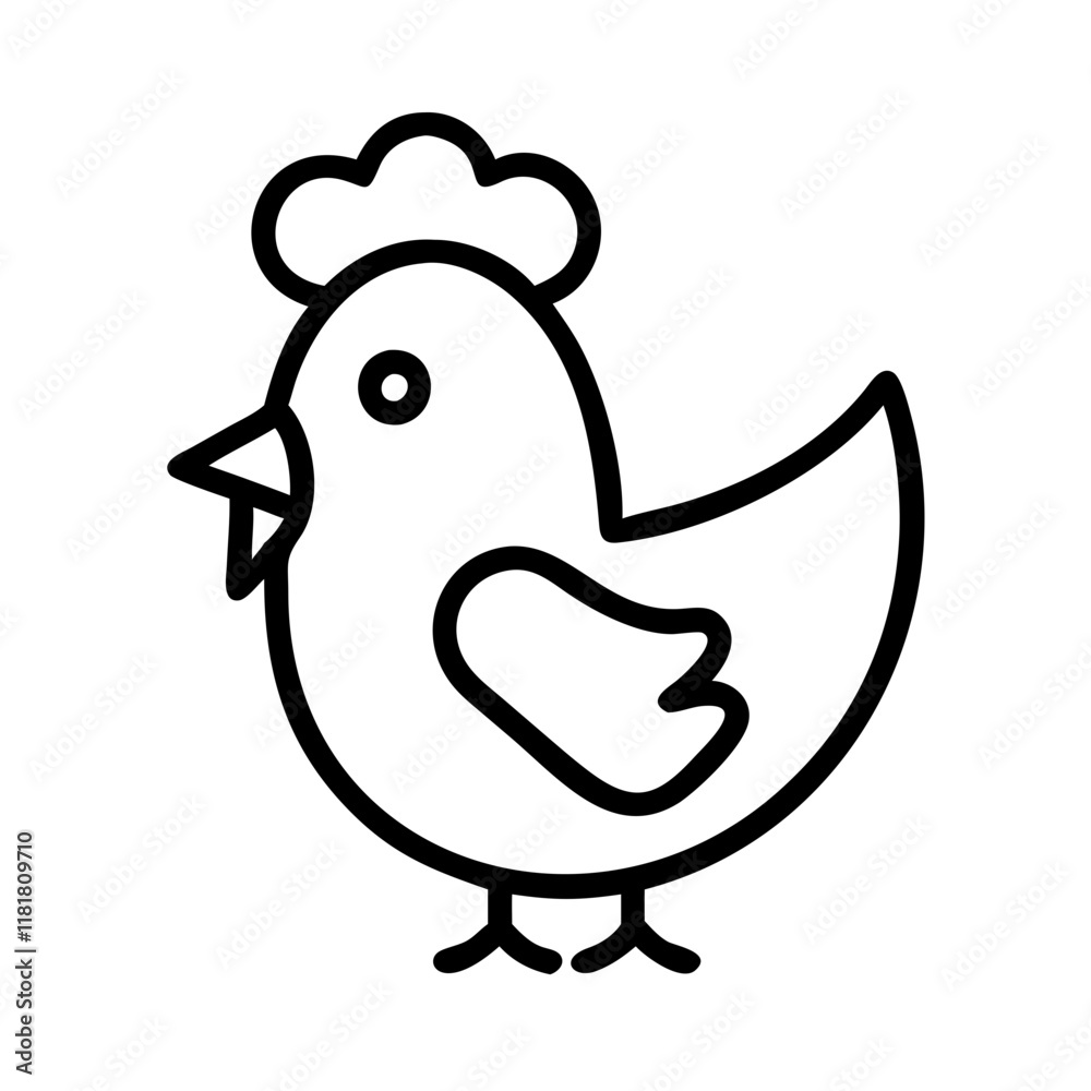 chicken icon, animals line art, animals vector - simple black line art icon of chicken perfect for logos, and animals -themed designs. chicken icon, animals line art, animals vector - simple black line art icon of chicken perfect for logos, and animals -themed designs.