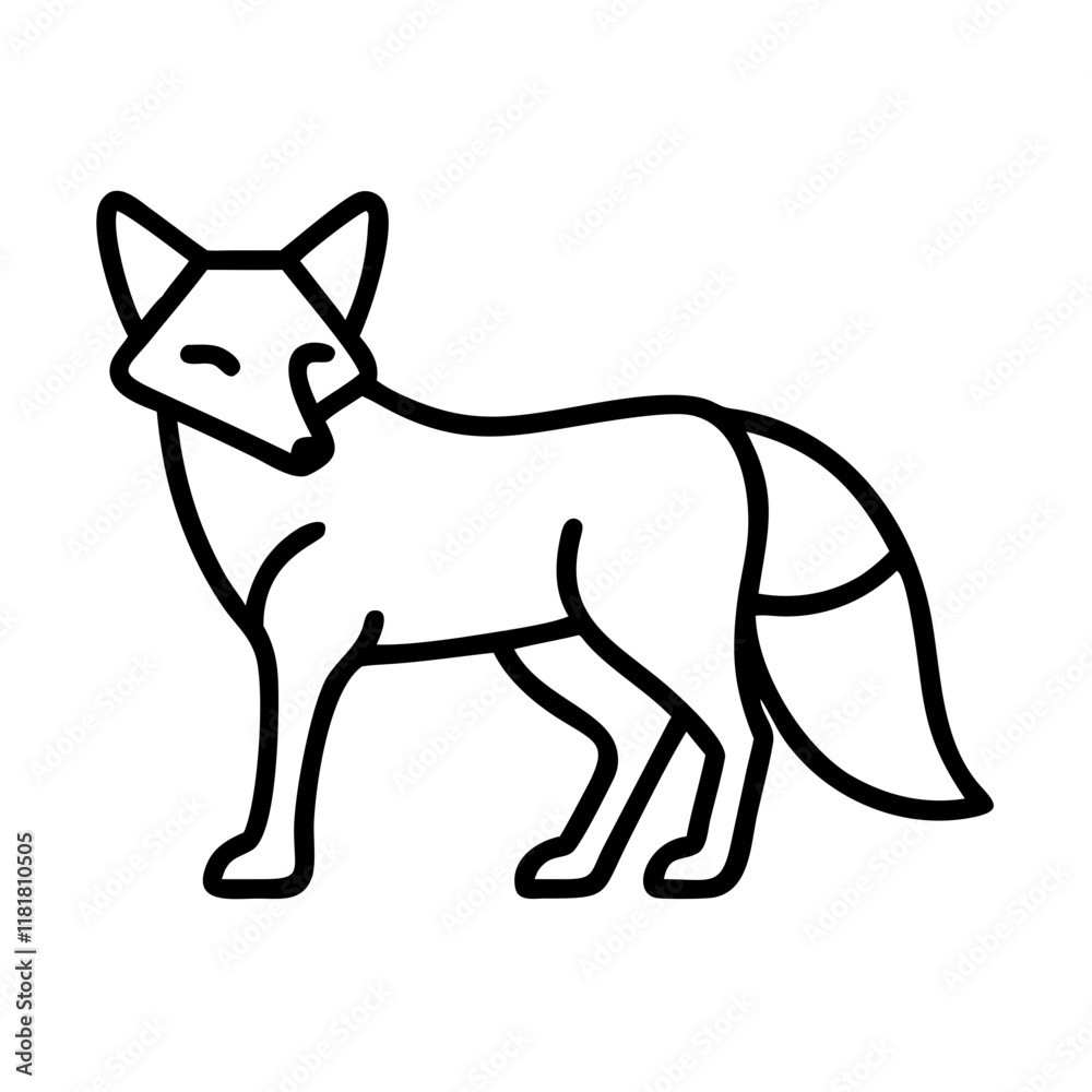 Fototapeta premium fox icon, animals line art, animals vector - simple black line art icon of fox perfect for logos, and animals -themed designs.