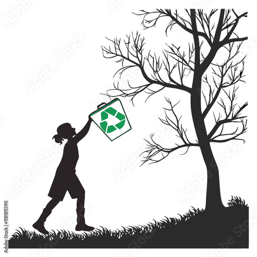 silhouette eco conscious on white background