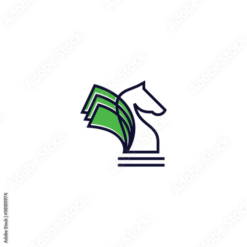 chess knight unicorn strategy money monetize logo design
