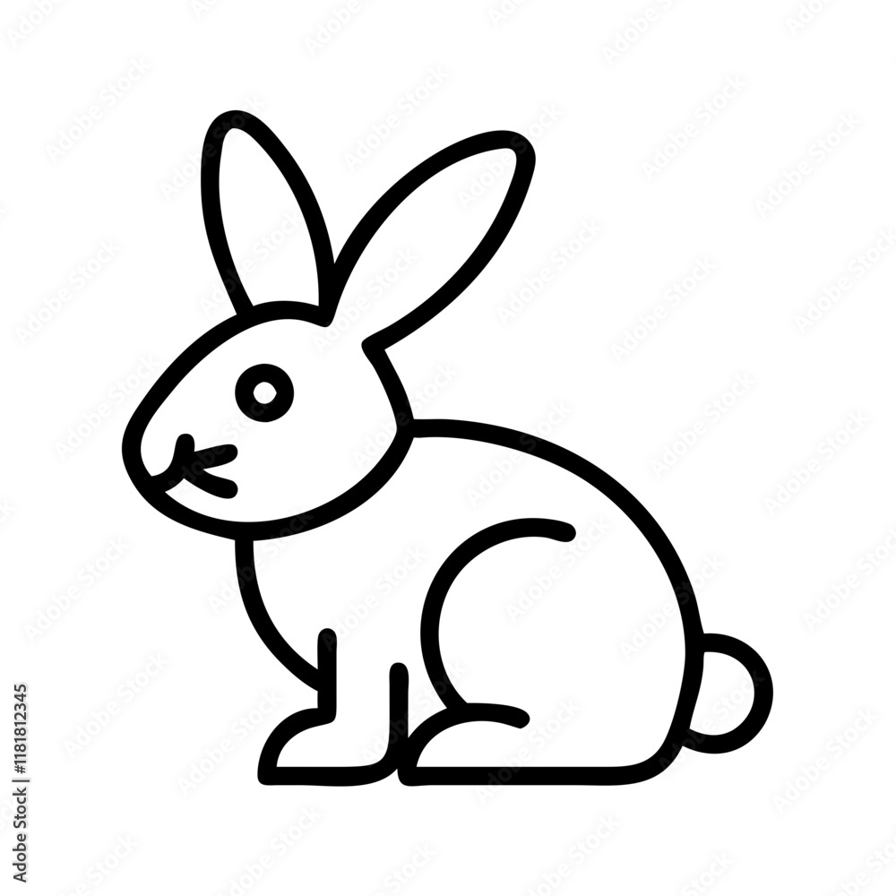 rabbit icon, animals line art, animals vector - simple black line art icon of rabbit perfect for logos, and animals -themed designs. rabbit icon, animals line art, animals vector - simple black line art icon of rabbit perfect for logos, and animals -themed designs.