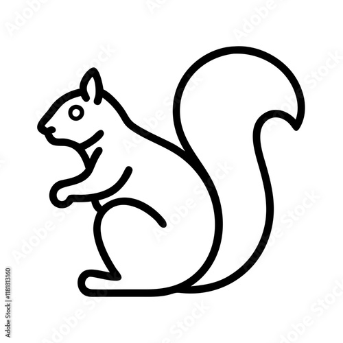 squirrel icon, animals line art, animals vector - simple black line art icon of squirrel perfect for logos, and animals -themed designs. photo