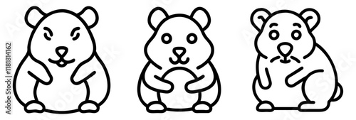 hamster icon, animals line art, animals vector - simple black line art icon of hamster perfect for logos, and animals -themed designs.