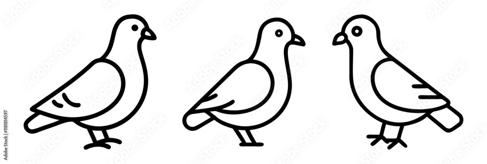 Fototapeta premium pigeon icon, animals line art, animals vector - simple black line art icon of pigeon perfect for logos, and animals -themed designs.