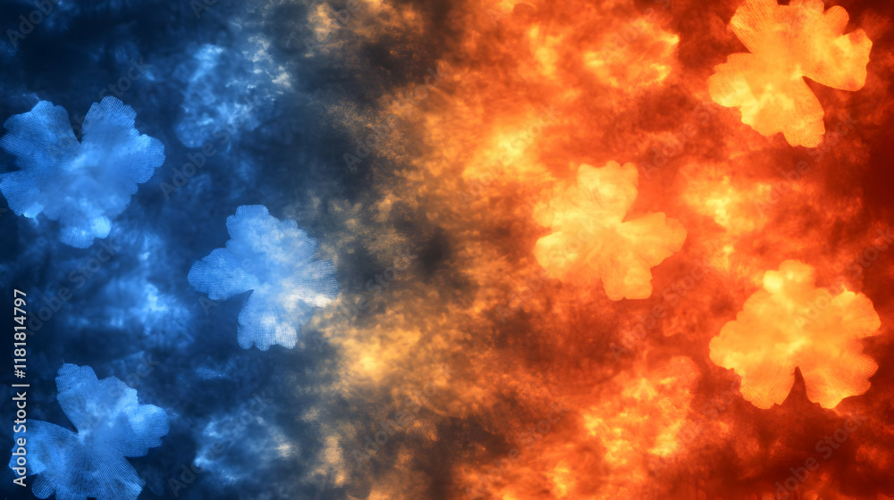 Naklejka premium Abstract Flowery Fire Ice Background