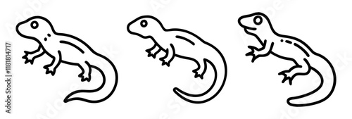 salamander icon, animals line art, animals vector - simple black line art icon of salamander perfect for logos, and animals -themed designs.