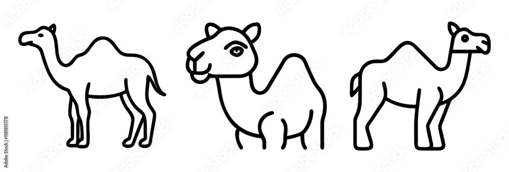 camel icon, animals line art, animals vector - simple black line art icon of camel perfect for logos, and animals -themed designs. camel icon, animals line art, animals vector - simple black line art icon of camel perfect for logos, and animals -themed designs.