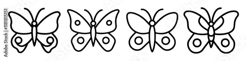 butterfly icon, animals line art, animals vector - simple black line art icon of butterfly perfect for logos, and animals -themed designs.