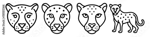 cheetah icon, animals line art, animals vector - simple black line art icon of cheetah perfect for logos, and animals -themed designs.