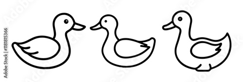 duck icon, animals line art, animals vector - simple black line art icon of duck perfect for logos, and animals -themed designs.