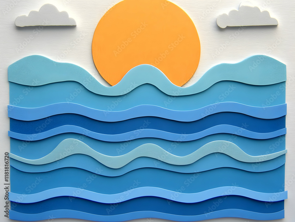 Layered Ocean Waves Illustration Layered Ocean Waves Illustration