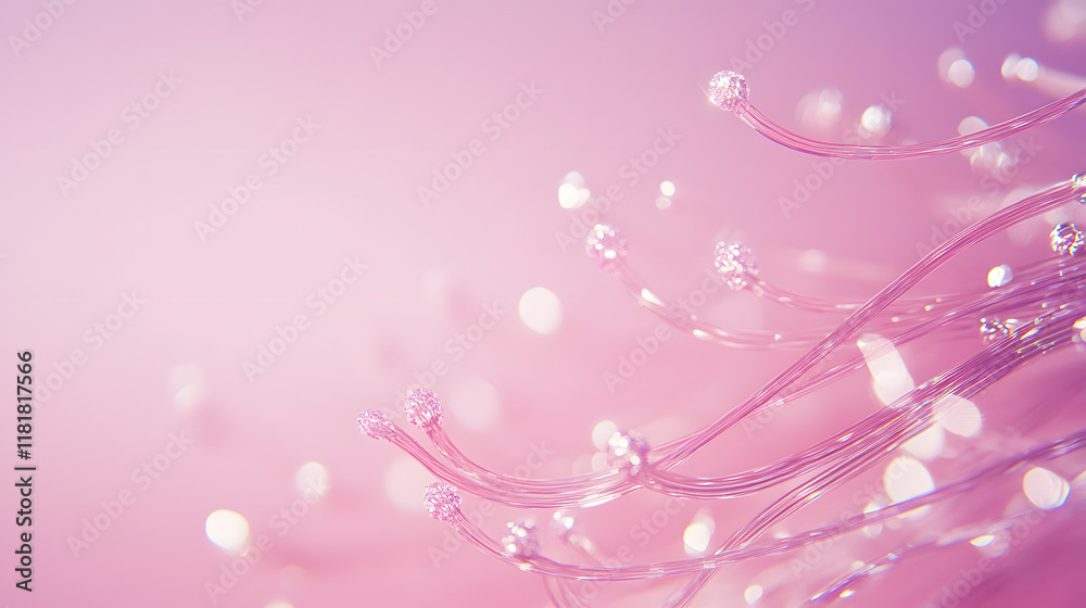 3d rendering of lavender colored fiber optic wires over pink background
3d rendering of lavender colored fiber optic wires over pink background