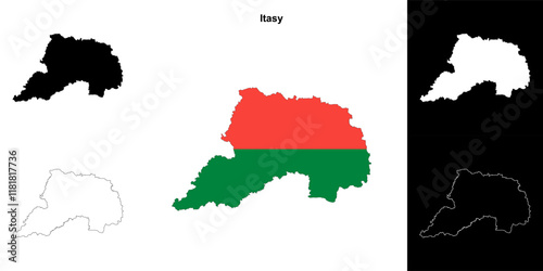 Itasy region outline map set photo