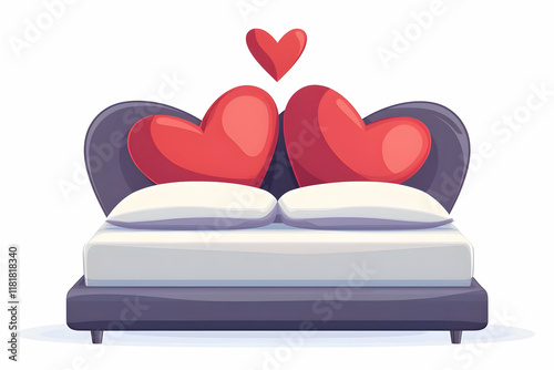 heart shaped bed  in concept of valentine day on 14 February 2025 with pink and red heart gift love rose romance romantic things with background photo