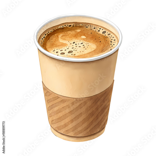 Cute, cartoon-style illustration of a takeaway coffee cup.