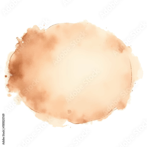 A soft, beige or light brown watercolor stain or blob with subtle variations in tone and a textured, slightly irregular edge. 