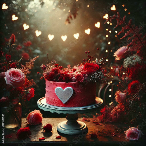 romantic love themed cake photo