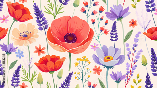 Bright and saturated colors of flowers on a light background.