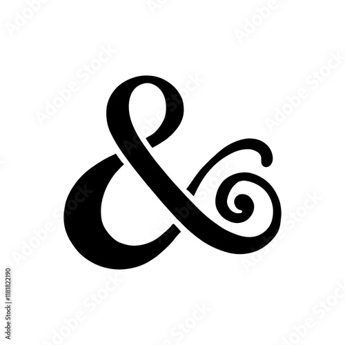 Decorative ampersand vector silhouette illustration design on white background.