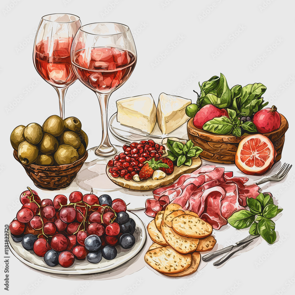 Festive table setting with delicious food wine glass and fresh fruit plate perfect for celebrations gatherings and culinary photography showcasing vibrant colors and textures Festive table setting with delicious food wine glass and fresh fruit plate perfect for celebrations gatherings and culinary photography showcasing vibrant colors and textures