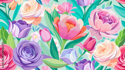 A floral composition with an emphasis on bright and saturated colors.