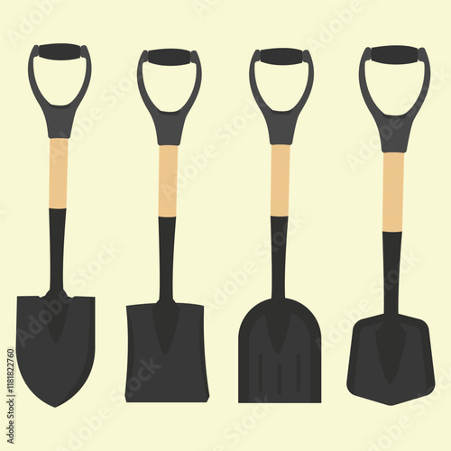 shovel tools vector collection set