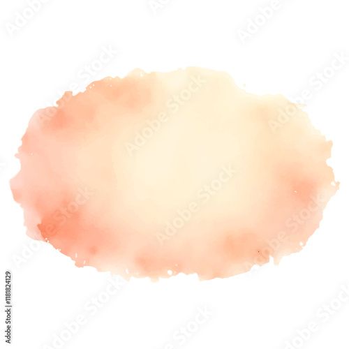 A soft, peach-colored watercolor stain or blob with subtle variations in tone and a textured edge.