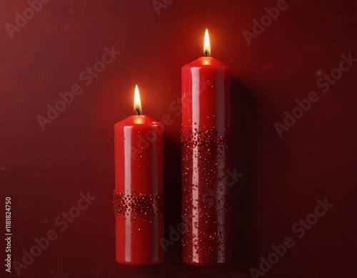 red candles in sparkles. for Valentine's Day photo