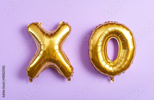 Pink XO and Heart Balloons on Pastel Background – Love and Valentine’s Day Theme

