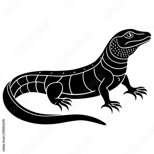 monitor lizard on white background