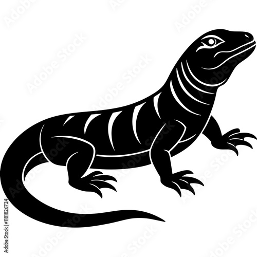 monitor lizard on white background