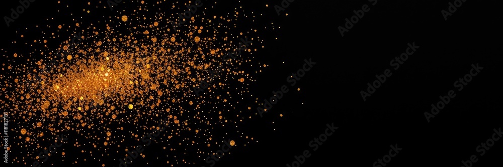Golden particles on a black isolated, Shimmering Light Particles on a Black Background Golden particles on a black isolated, Shimmering Light Particles on a Black Background