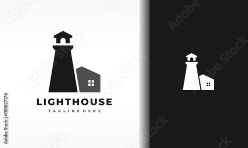 lighthouse and house logo photo